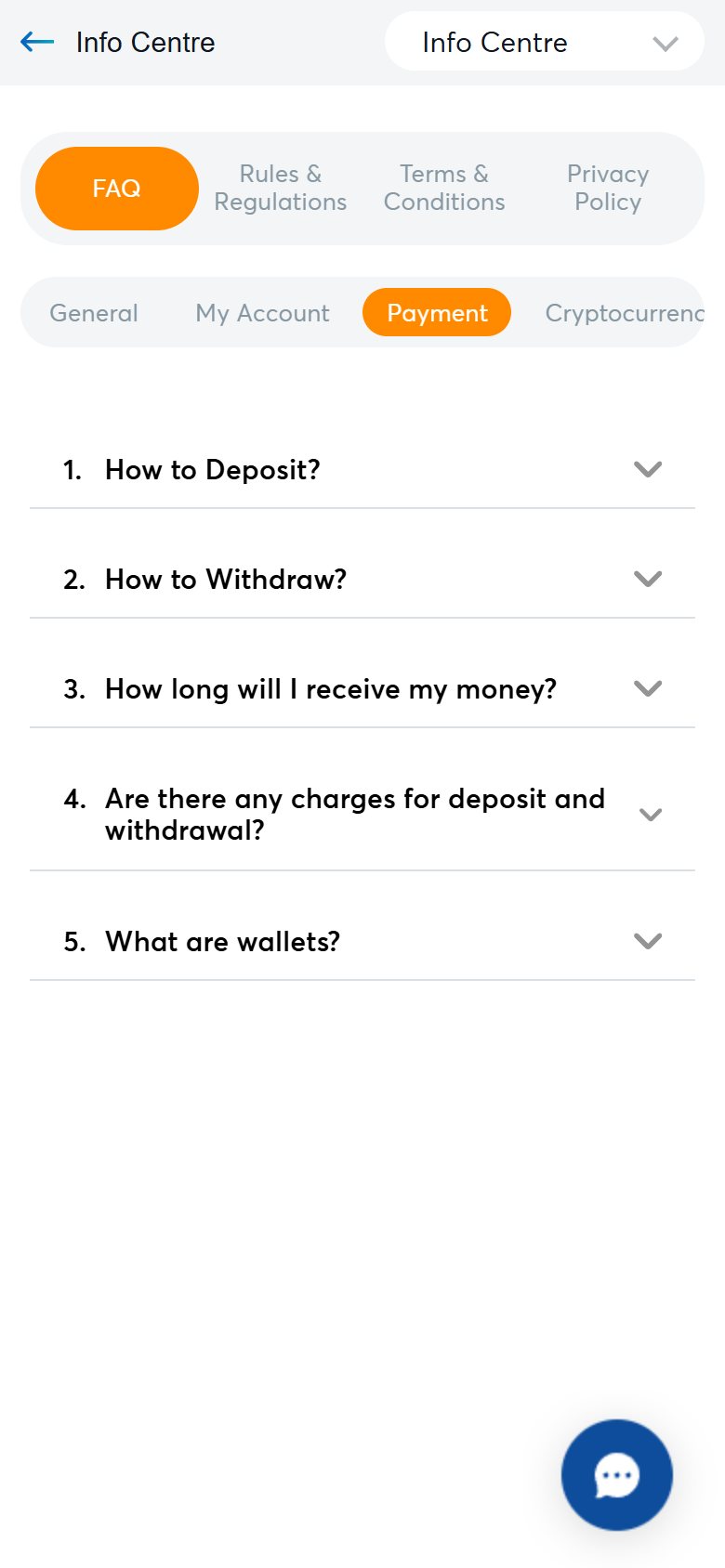 BK8's payment FAQ on mobile, listing deposit, withdrawal and charges questions